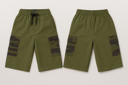 HashBack Boys' Cotton Shorts - Comfortable & Stylish-Olive