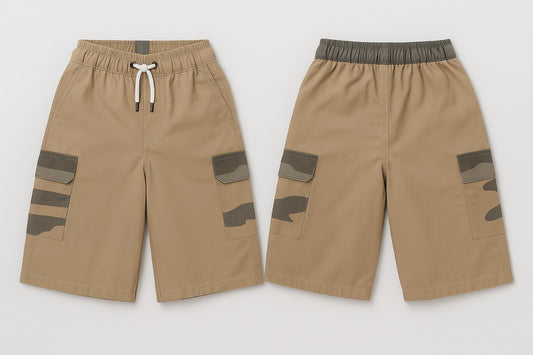 HashBack Boys' Cotton Shorts - Comfortable & Stylish Beige