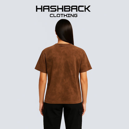 HASHBACK DROP SHOULDER ACID WASH TSHIRT-RUST OXIDE
