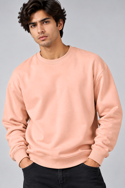 Sweatshirt Oversized Drop Shoulder Crew Neck Apricot (Lgt Org)