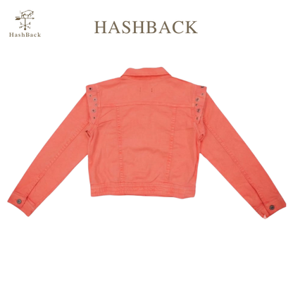 Hashback Girls' Coral Pink Denim Jacket