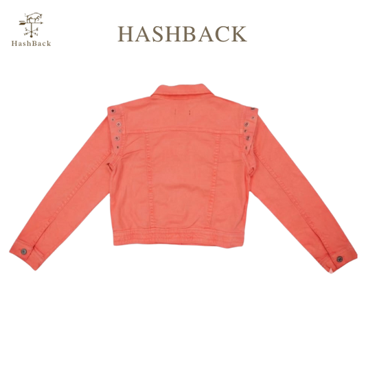 Hashback Girls' Coral Pink Denim Jacket