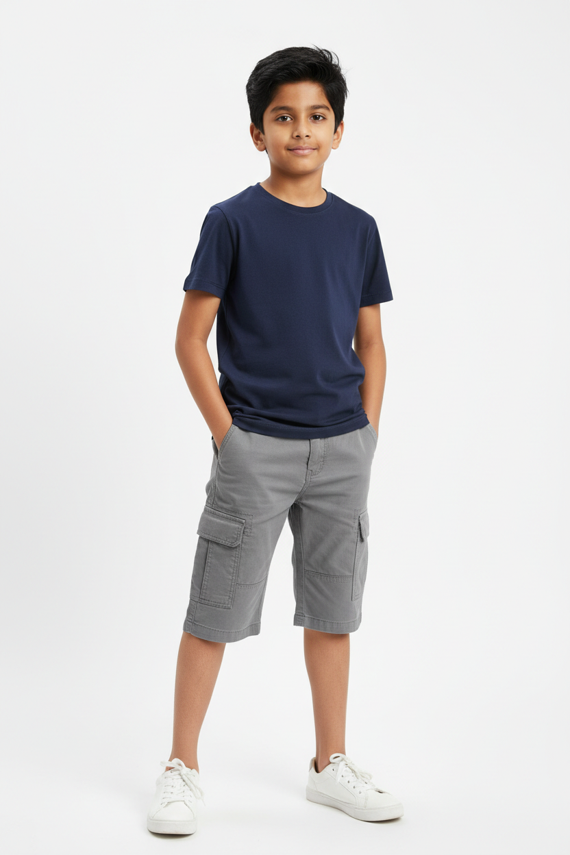 Boys Grey Cargo Shorts