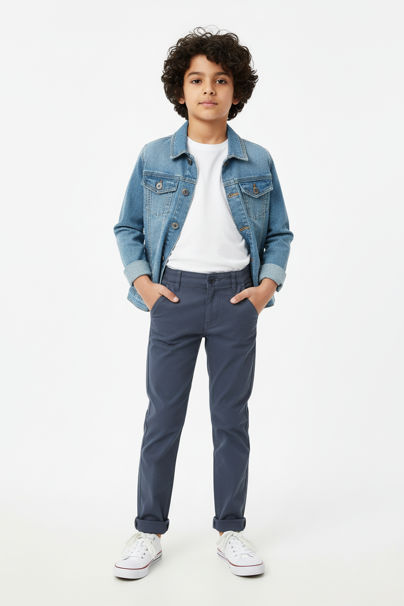 Boys Grey Chino Pant - Standing Pose