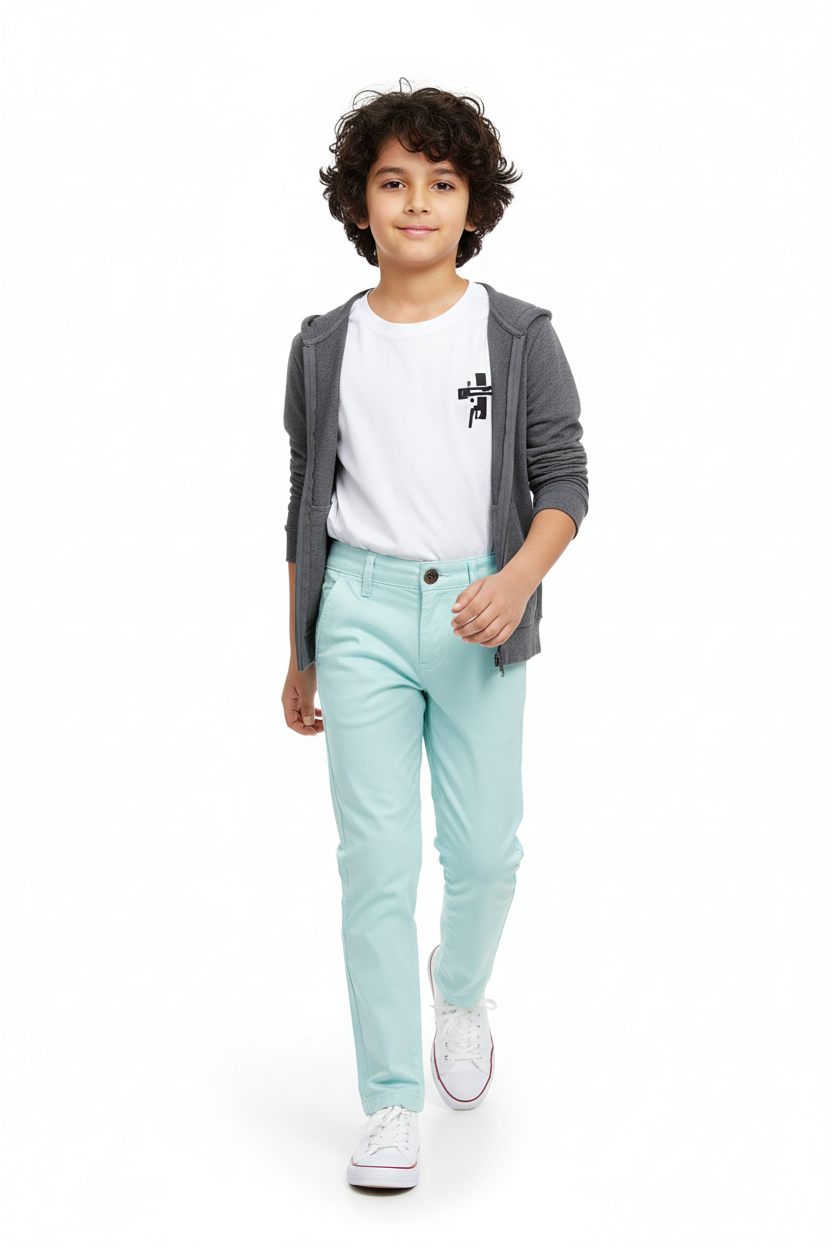 Boys Mint Chino Pant - Walking Pose