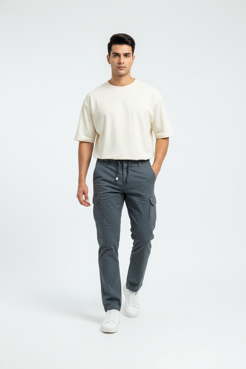 Charcoal Cargo Trousers Model