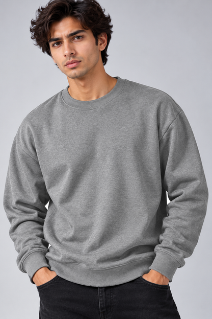 Sweatshirt Oversized Drop Shoulder Crew Neck Dark Heather
