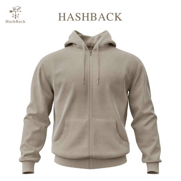 HashBack Plain Zipper Hoodie Deep Beige Big & Tall