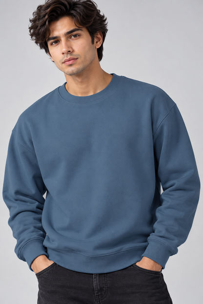 Sweatshirt Oversized Drop Shoulder Crew Neck Denim