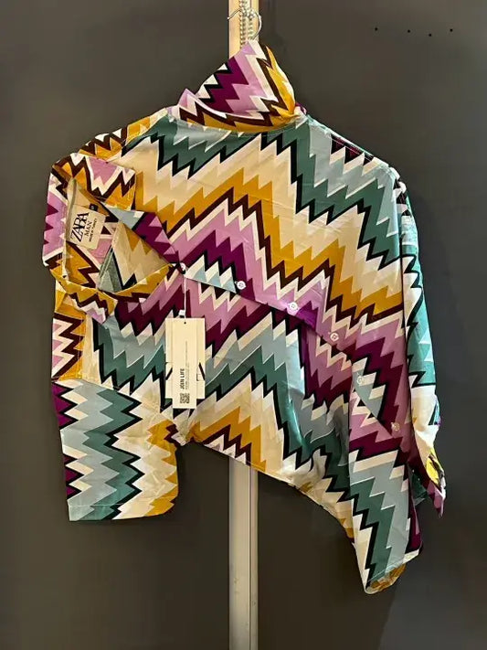 HASHBACK Printed Linen Shirt For Men