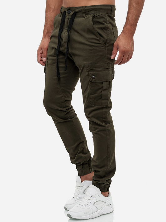 HashBack Men's Cargo Joggers - Regular Fit Cotton Pants with Drawstring 17002