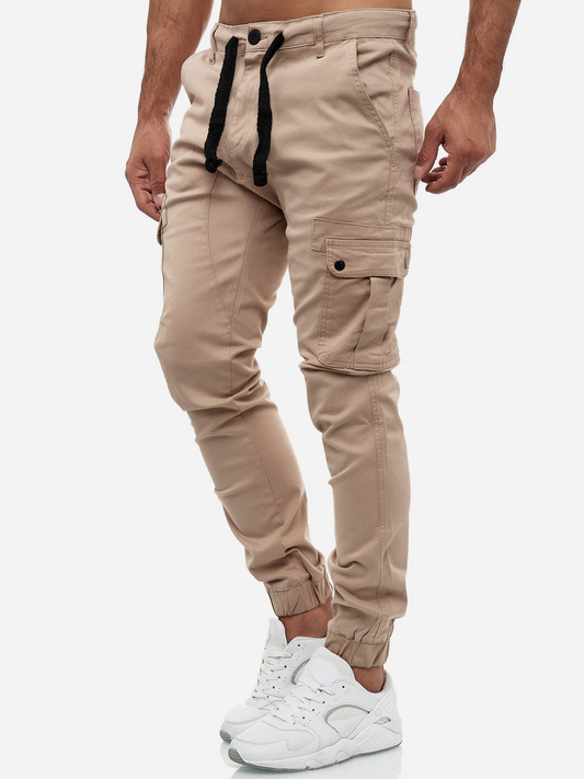HashBack Men's Cargo Joggers - Regular Fit Cotton Pants with Drawstring 17002