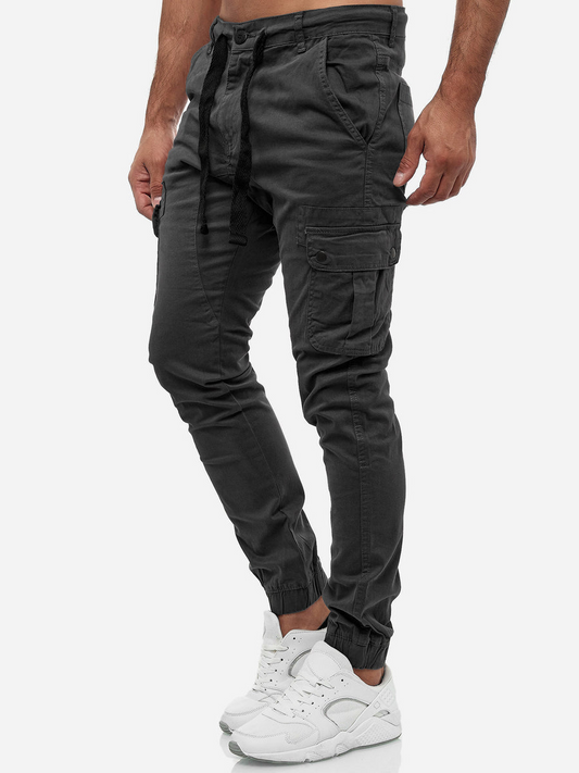 HashBack Men's Cargo Joggers - Regular Fit Cotton Pants with Drawstring 17002
