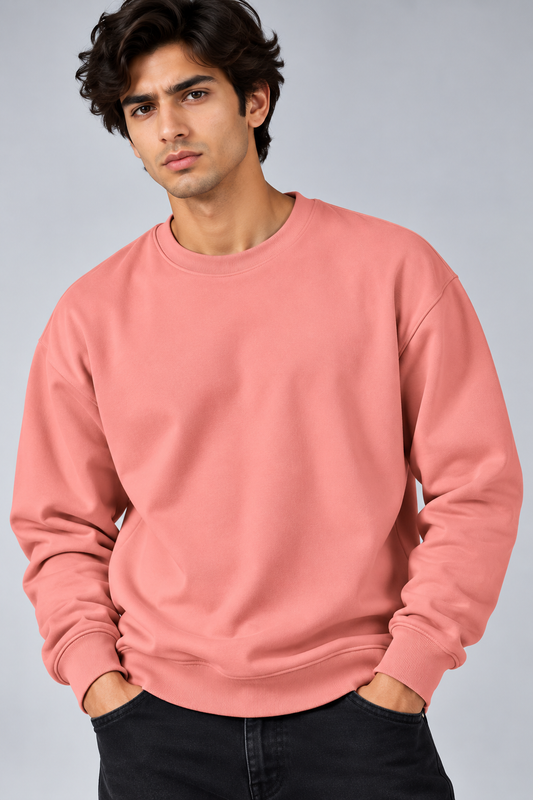 Sweatshirt Oversized Drop Shoulder Crew Neck Flamingo Pink (Pink 3)