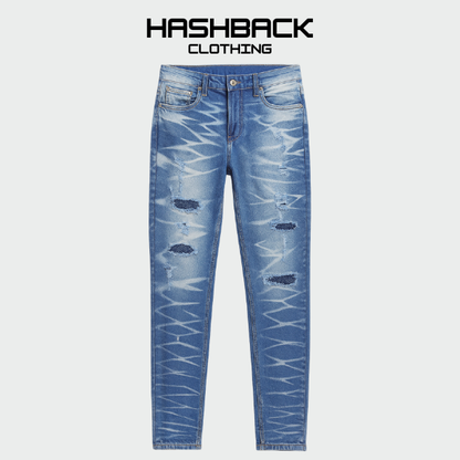 Denim Jeans zig-zag fade