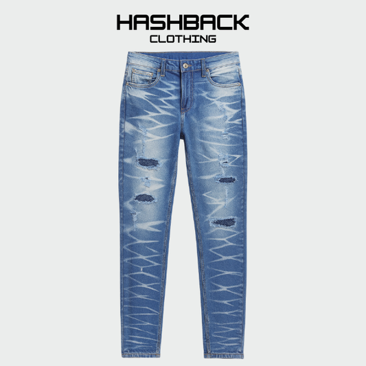 Denim Jeans zig-zag fade