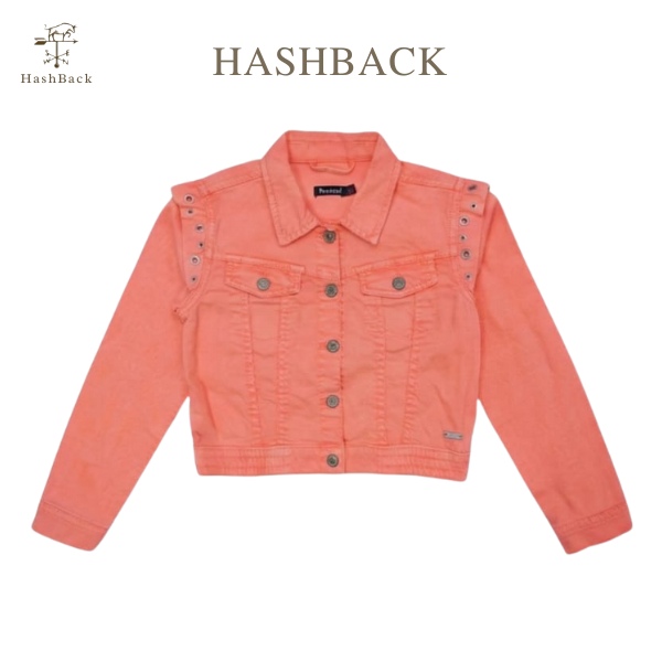 Hashback Girls' Coral Pink Denim Jacket