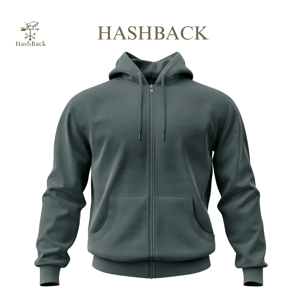 HashBack Plain Zipper Hoodie GREY Big & Tall