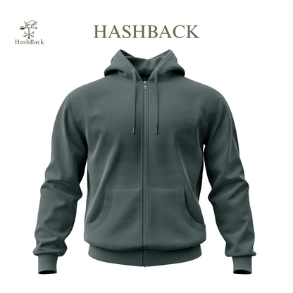 HashBack Plain Zipper Hoodie GREY Big & Tall