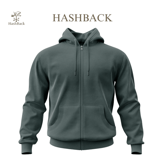 HashBack Plain Zipper Hoodie GREY
