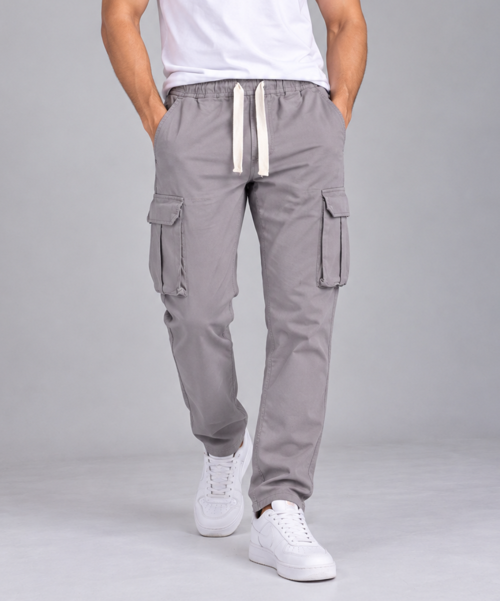 Men's Cargo Jogger Trousers with Flap Pockets-HB