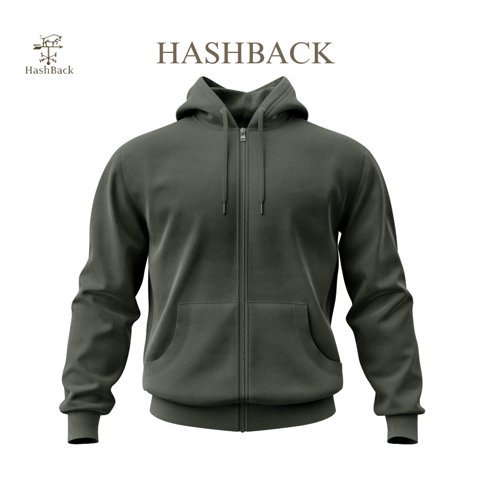 HashBack Plain Zipper Hoodie HD GREEN 5 Big & Tall