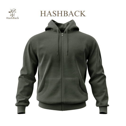 HashBack Plain Zipper Hoodie HD GREEN 5