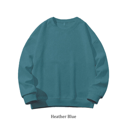 Sweatshirt Oversized Drop Shoulder Crew Neck Heather Blue