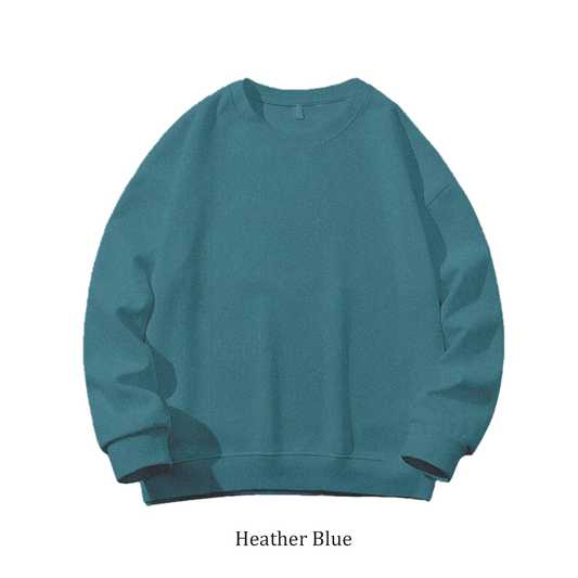 Sweatshirt Oversized Drop Shoulder Crew Neck Heather Blue