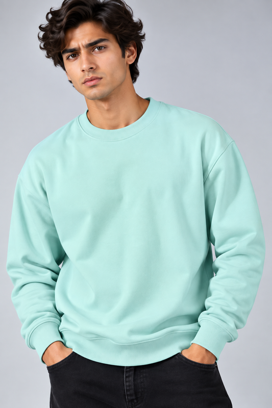 Sweatshirt Oversized Drop Shoulder Crew Neck - ICE GREEN