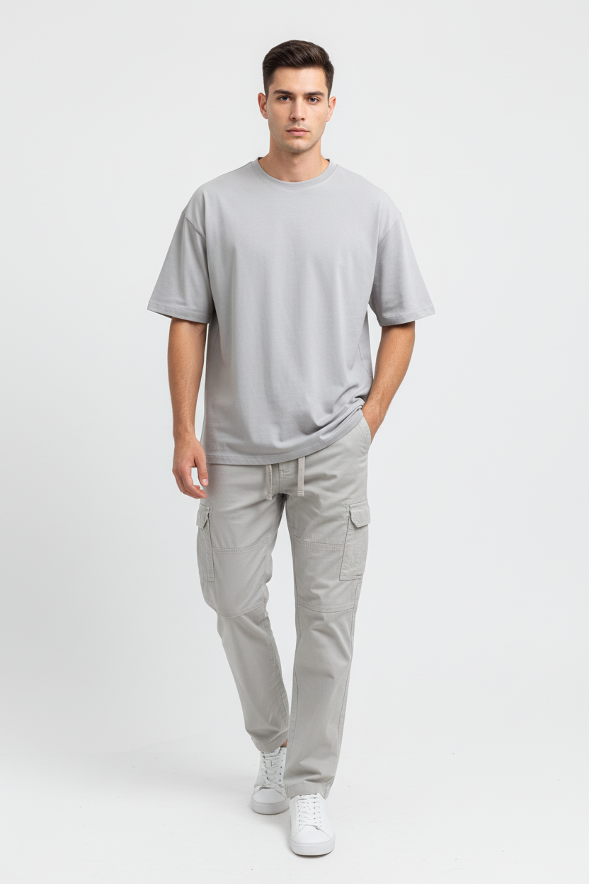 Light Grey Cargo Trousers Model