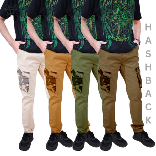 Camo Contrast Cargo Trousers-3| Regular Fit