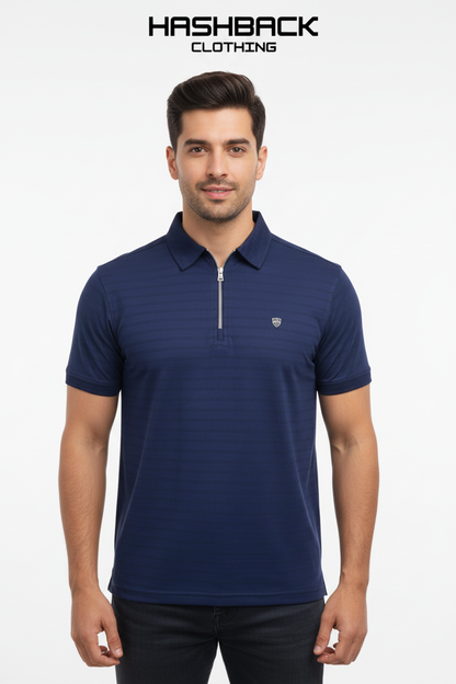 Navy Blue Zip Polo – Model