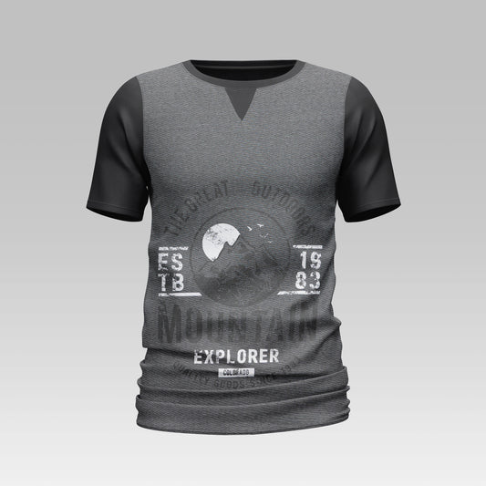 Printed Crew Neck T Shirt For Men Print Black
