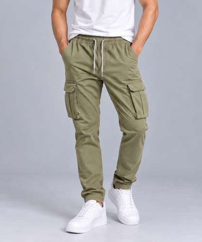 Men's Cargo Jogger Trousers with Flap Pockets-HB