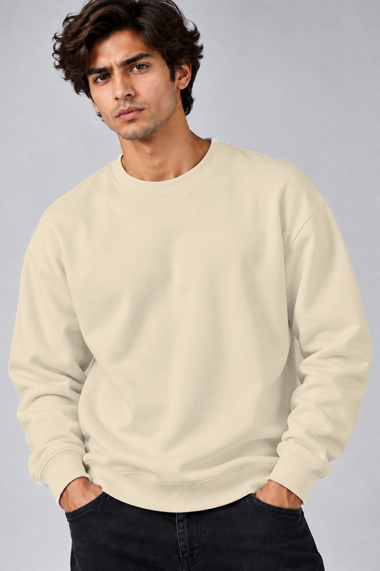 Sweatshirt Oversized Drop Shoulder Crew Neck Oyster