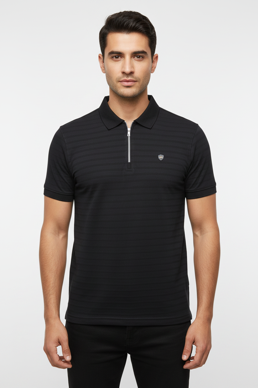 Pakistani Model - Black Zip Polo