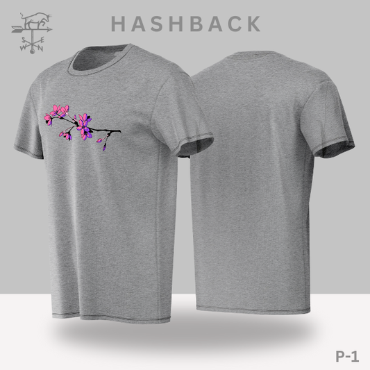 Hashback Round Neck Printed T-Shirt P-1 Pink flower