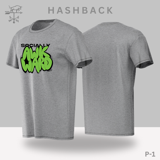 Hashback Round Neck Printed T-Shirt P-1 Social Awkward