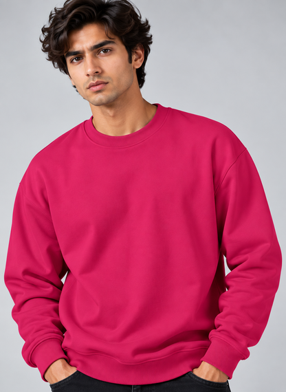 Sweatshirt Oversized Drop Shoulder Crew Neck (Pink 1)