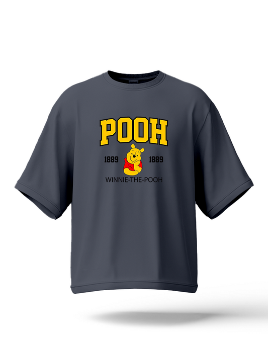 Drop Shoulder Tee POOH (CHARCOAL GREY) Oversized Streetwear Tee for Women