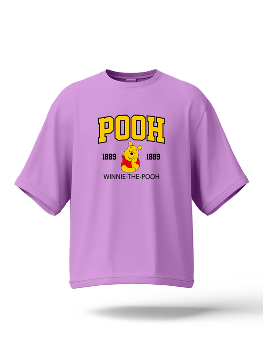 Drop Shoulder T-Shirt PooH– Lilac | Oversized Streetwear Tee for Women