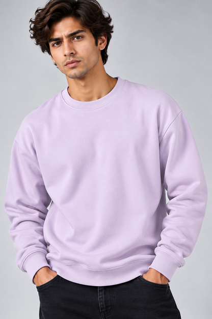 Sweatshirt Oversized Drop Shoulder Crew Neck - PURPLE ICE