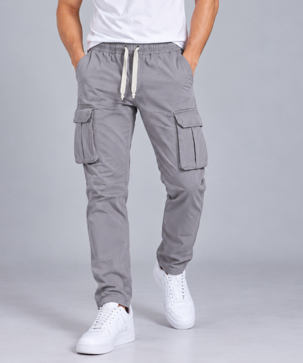Men's Cargo Jogger Trousers with Flap Pockets-HB