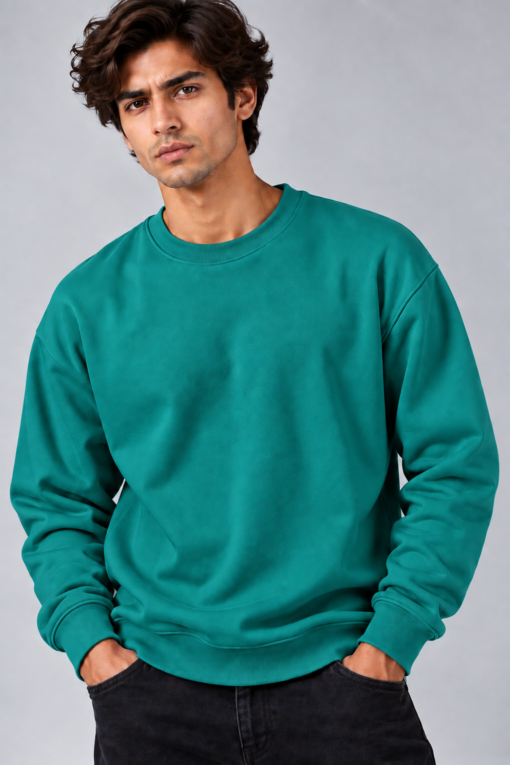 Sweatshirt Oversized Drop Shoulder Crew Neck Turkish Green
