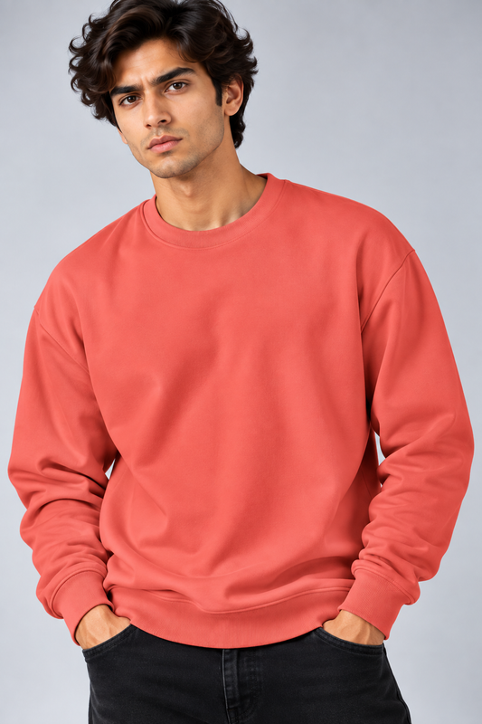 Sweatshirt Oversized Drop Shoulder Crew Neck Watermelon Pop (Pink 2)